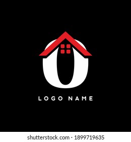 O initial letter with house sign for real estate logo template for business branding