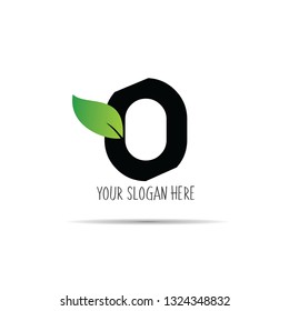O initial letter logo eco with green leaf simple 15