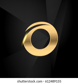O initial letters swoosh elegant logo golden black background