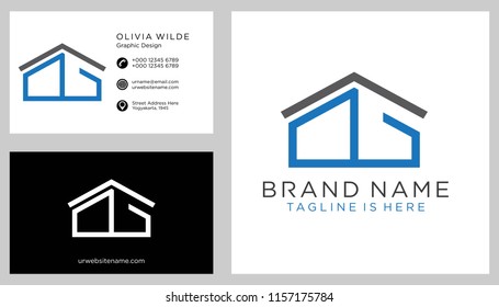 O initial logo with business card vector template