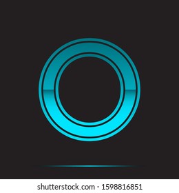 O Initial Logo Icon, Light Cyan Gradient Folded Simple Premium Modern, Vector Black Isolated Design.