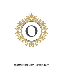 O initial logo. Luxury ornament crown logo