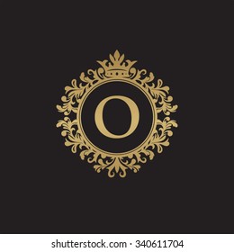 O initial logo. Luxury ornament crown logo