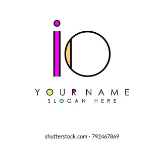 I & O initial minimalist logo template vector