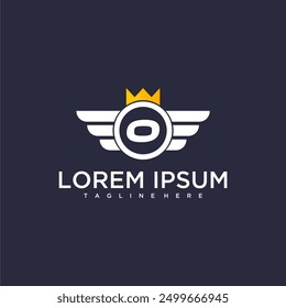 O initial monogram for business logo with eagle and crown image