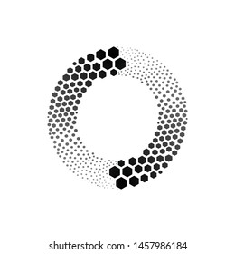 O initial / Particle circle logo with dot and pointilis concept