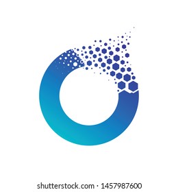 O initial, Particle circle logo with dot and pointilis concept