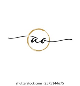 A O Initial Script Letter Beauty Logo Template