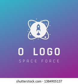 o initial space force logo design galaxy rocket vector in gradient background