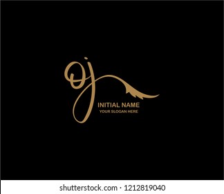 O J Initial Handwriting Logo Template