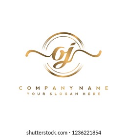O J Initial handwriting logo vector