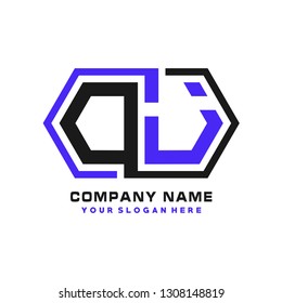 O J initial letter, modern logo design template vector