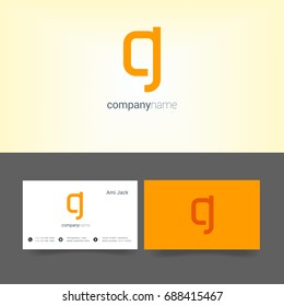 O J joint logo design vector with business card template