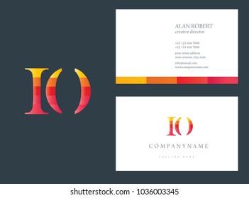 I & O joint logo multi color letter design with business card template