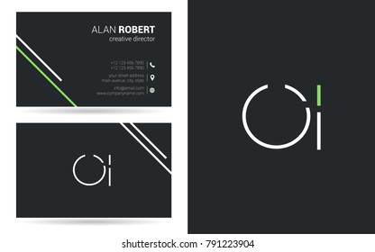 O & I joint logo stroke letter design with business card template