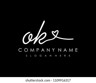 O K Initial handwriting logo vector