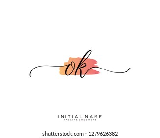 O K Initial handwriting logo vector