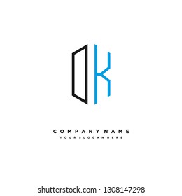 O K initial letter, modern logo design template vector