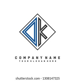 O K initial letter, modern logo design template vector