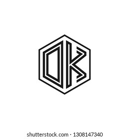 O K initial letter, modern logo design template vector