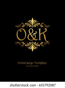 O & K initial wedding logo template vector