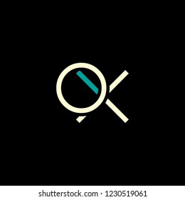 O & K joint logo round line letter design template