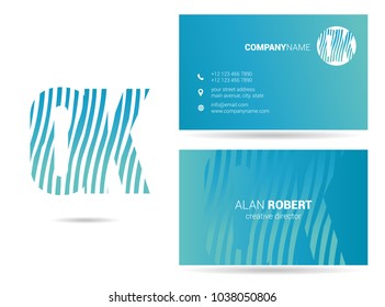 O & K joint logo waves letter design with business card template