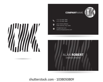 O & K joint logo waves letter design with business card template