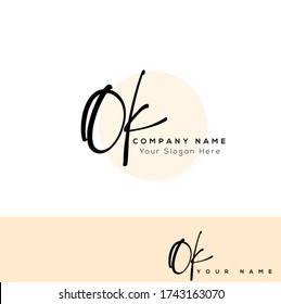 O K OK Initial letter handwriting and signature logo.