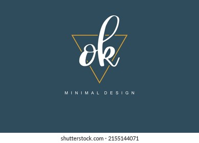 O K OK logo, Initial lettering handwriting or handwritten for identity. Logo with signature and hand drawn style.