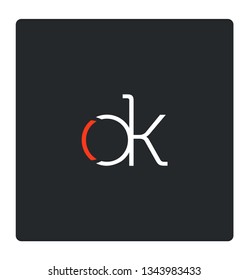 O & K stroke logo design vector