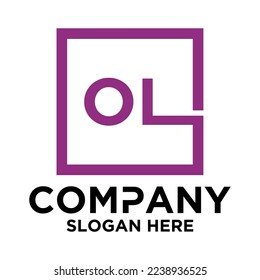O L lettering with square design vector template