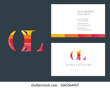 O & L multi color joint logo design with business card template