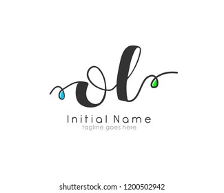 O L OL Initial handwriting logo vector template