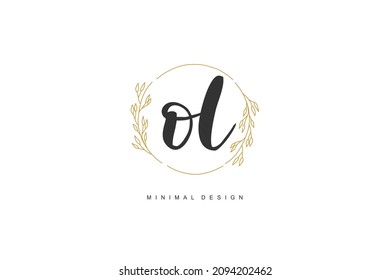 O L OL logo, Initial lettering handwriting or handwritten for identity. Logo with signature and hand drawn style.