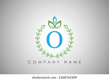  O Última hoja .logotipo abstracto de la empresa de hoja verde. Plantilla de símbolos naturales de plantas de jardín. Colección de signos empresariales. Ilustración vectorial.