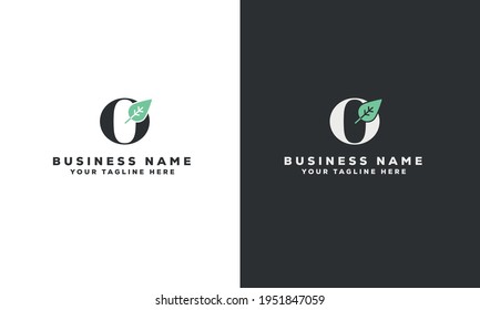 o  leaf initial minimal alphabet letter logo vector