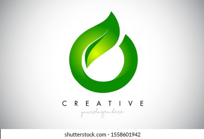 O Leaf Letter Logo Icon Design in Green Colors. Eco Bio Letter Design Vector Illustration.