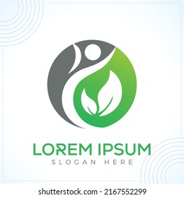 O leaf people modern creative premium logo design vector template