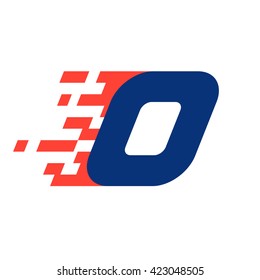 O letter with abstract checkered flag. Vector design template elements for your race sportswear, app icon, corporate identity, labels or posters.