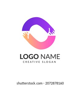 O Letter abstract icon  hands logo design vector template.Business offer,Hand Shake Incorporated in Letter O Concept ,partnership symbol.Hope,help concept.teamwork sign.Corporate business  education