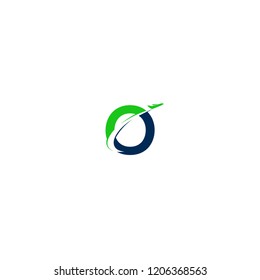 O letter with aeroplane vector logo design