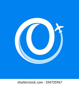 O letter with airline and plane. Vector design template elements for your application or corporate identity.