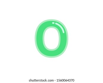 O letter alphabet green candy jelly glossy vector isolated on white background 