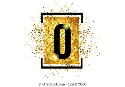 o letter alphabet logo with glitter and golden color suitable for card icon or banner design