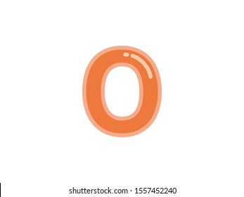 O letter alphabet orange candy jelly glossy vector isolated on white background 