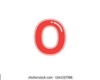 O letter alphabet red candy jelly glossy vector isolated on white background 