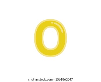 O letter alphabet yellow gold amber candy jelly glossy vector isolated on white background 