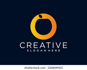 O Letter With Apple Logo Design Template