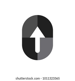O letter with up arrow logo design vector
